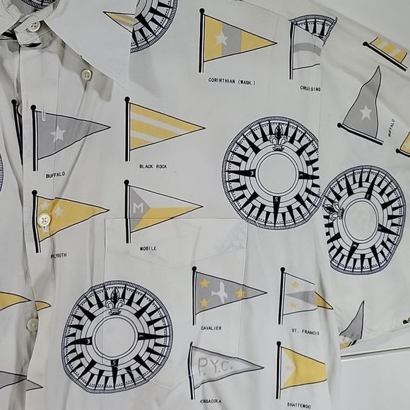 Nautica Flags of Port Print Shirt szL - Picture 2 of 5